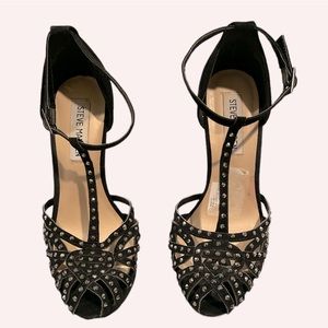 Steve Madden Women Galactic Black Wedge Platform Heel Shoes size US 7